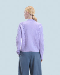 LILAC MOULINE / DJV / QTY : 1 / Pull Col Montant Torsades - Lilac Mouline
