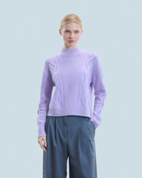 LILAC MOULINE / DJV / QTY : 1 / Pull Col Montant Torsades - Lilac Mouline
