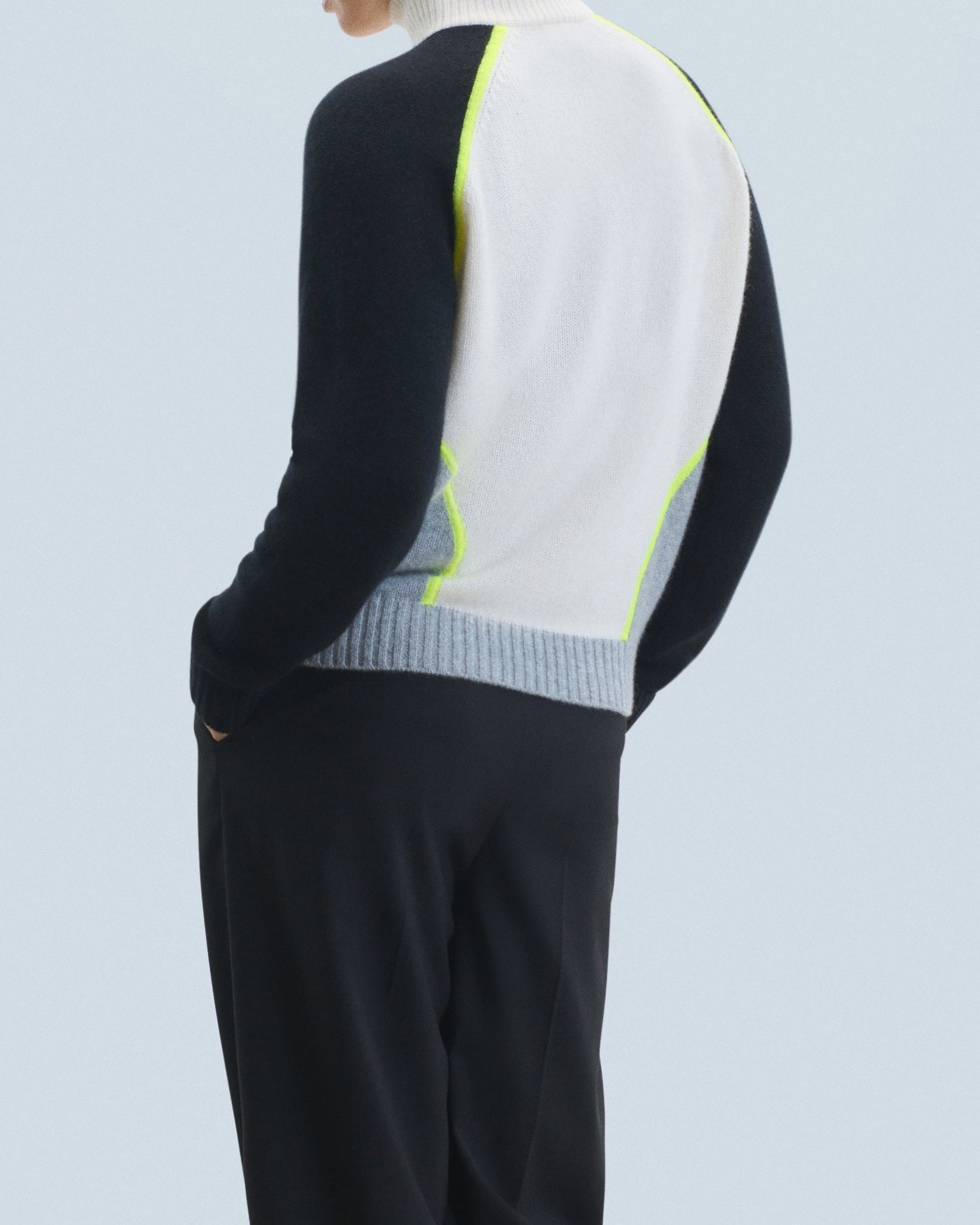 ZZ HORS LIGNE Pull col Camionneur bicolore en cachemire - Noir