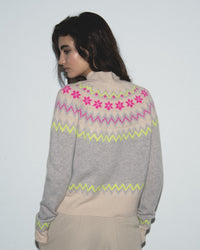 GRIS CHINE CLAIR / NEW / QTY : 3 / Pull Col Montant Norvégien - Gris Chine Clair