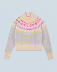 GRIS CHINE CLAIR / NEW / QTY : 3 / Pull Col Montant Norvégien - Gris Chine Clair