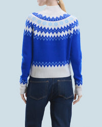 Pull col montant Norvégien en cachemire - Pop Blue