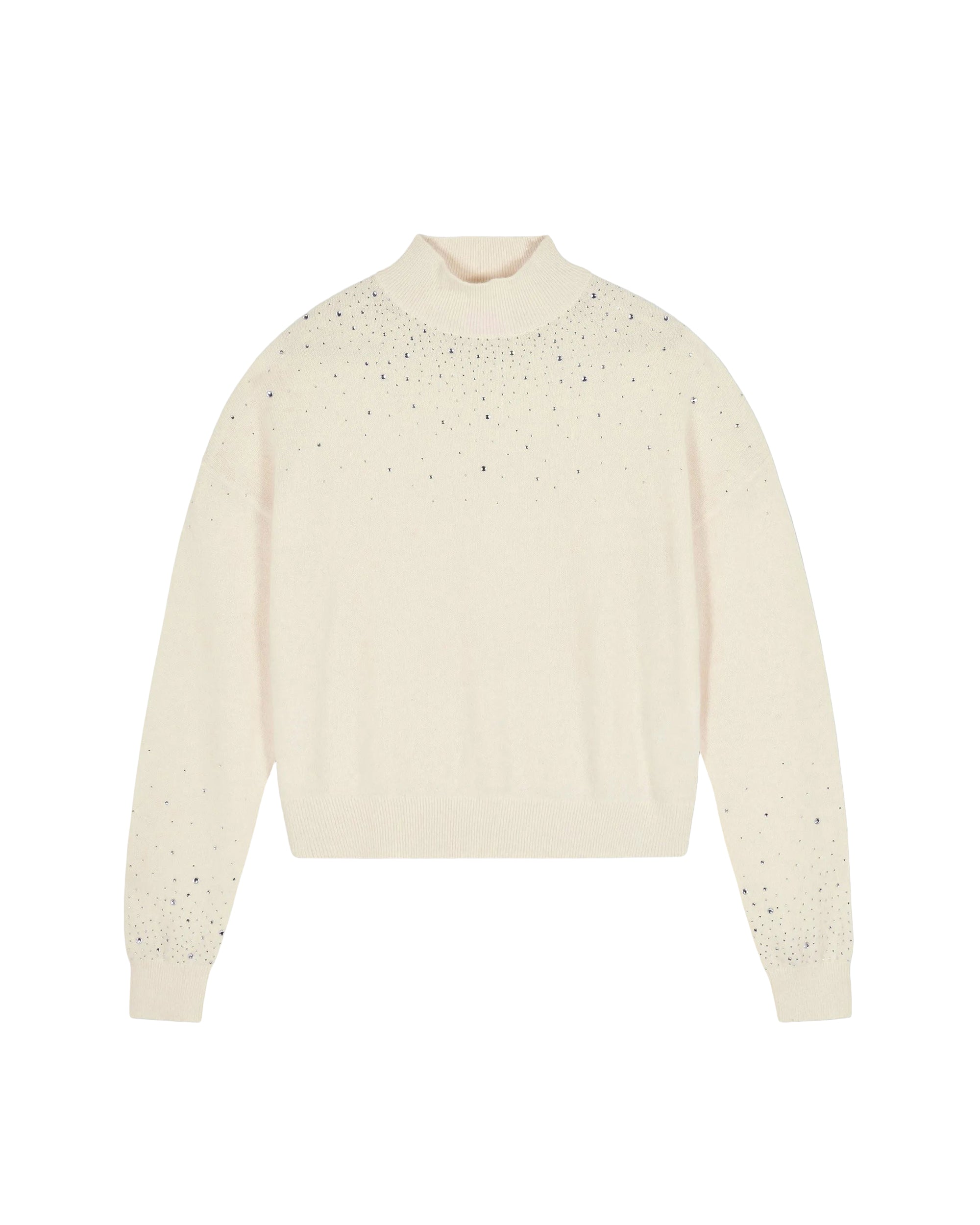 Pull col montant Strass léger en cachemire - Ecru