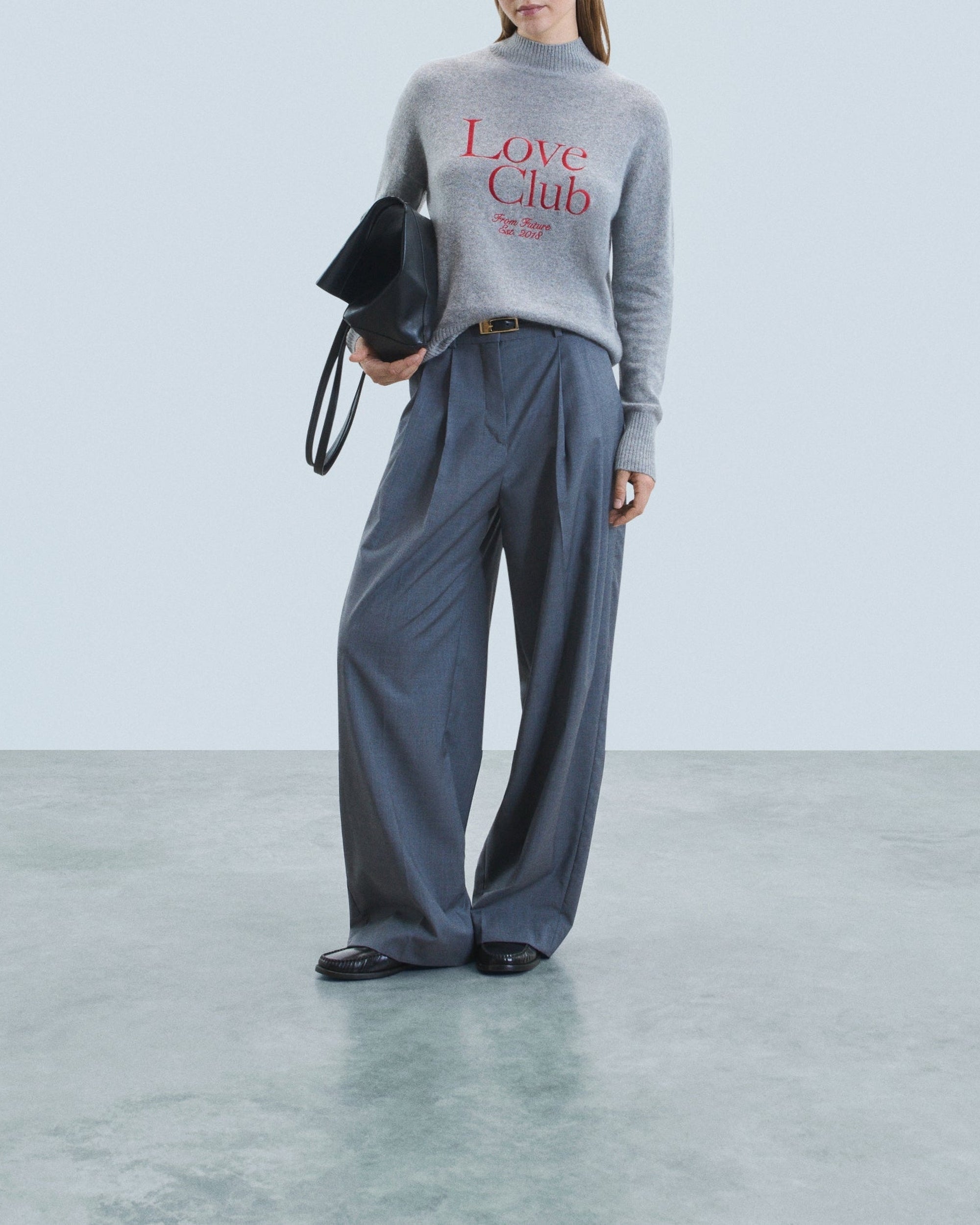 Love Club Cashmere stand-up jumper - Dark Mottled Grey