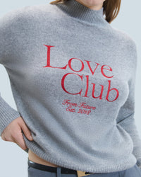 Love Club Cashmere stand-up jumper - Dark Mottled Grey