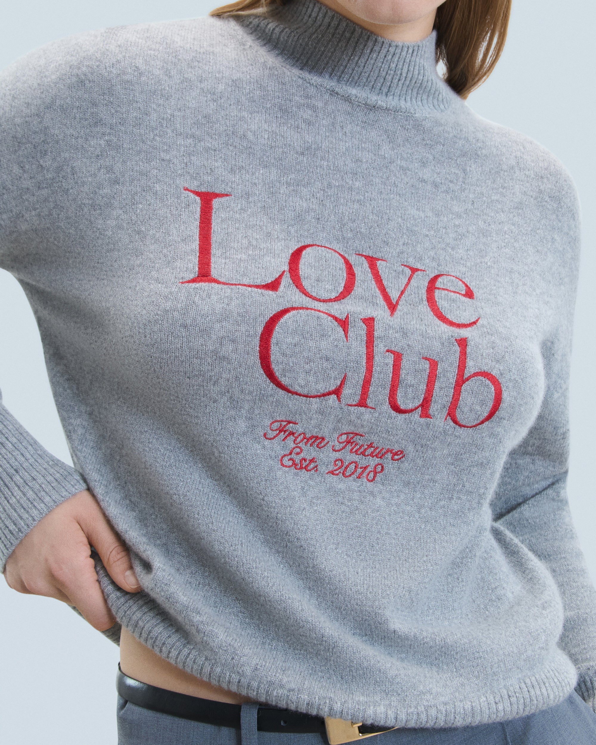 Love Club Cashmere stand-up jumper - Dark Mottled Grey