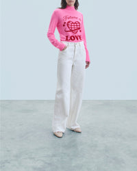 Pull à col montant Future Is Love en cachemire - Dreamy Pink