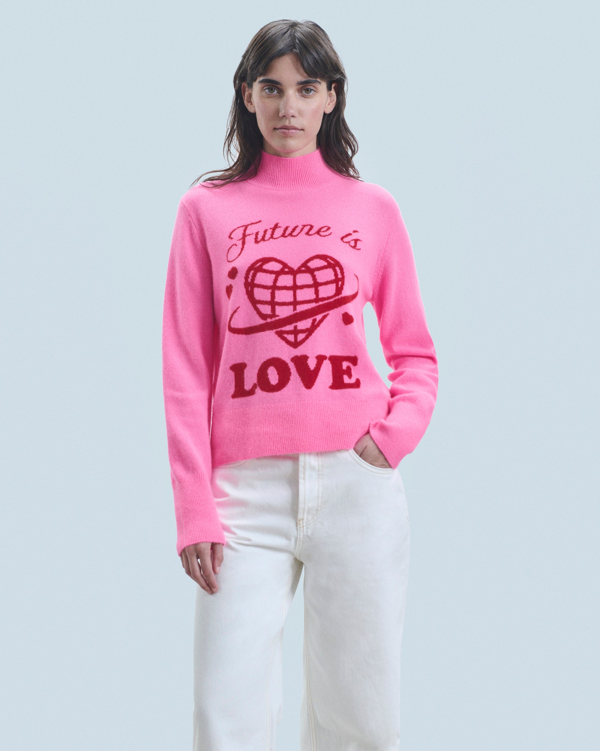 DREAMY PINK / NEW / QTY : 6 / Pull Col Montant Future Is Love - Dreamy Pink