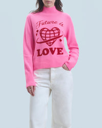 Pull à col montant Future Is Love en cachemire - Dreamy Pink