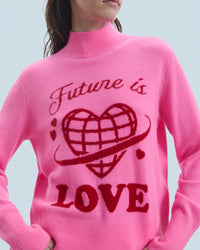 Pull à col montant Future Is Love en cachemire - Dreamy Pink