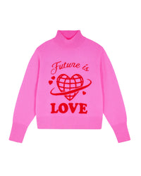 Pull à col montant Future Is Love en cachemire - Dreamy Pink