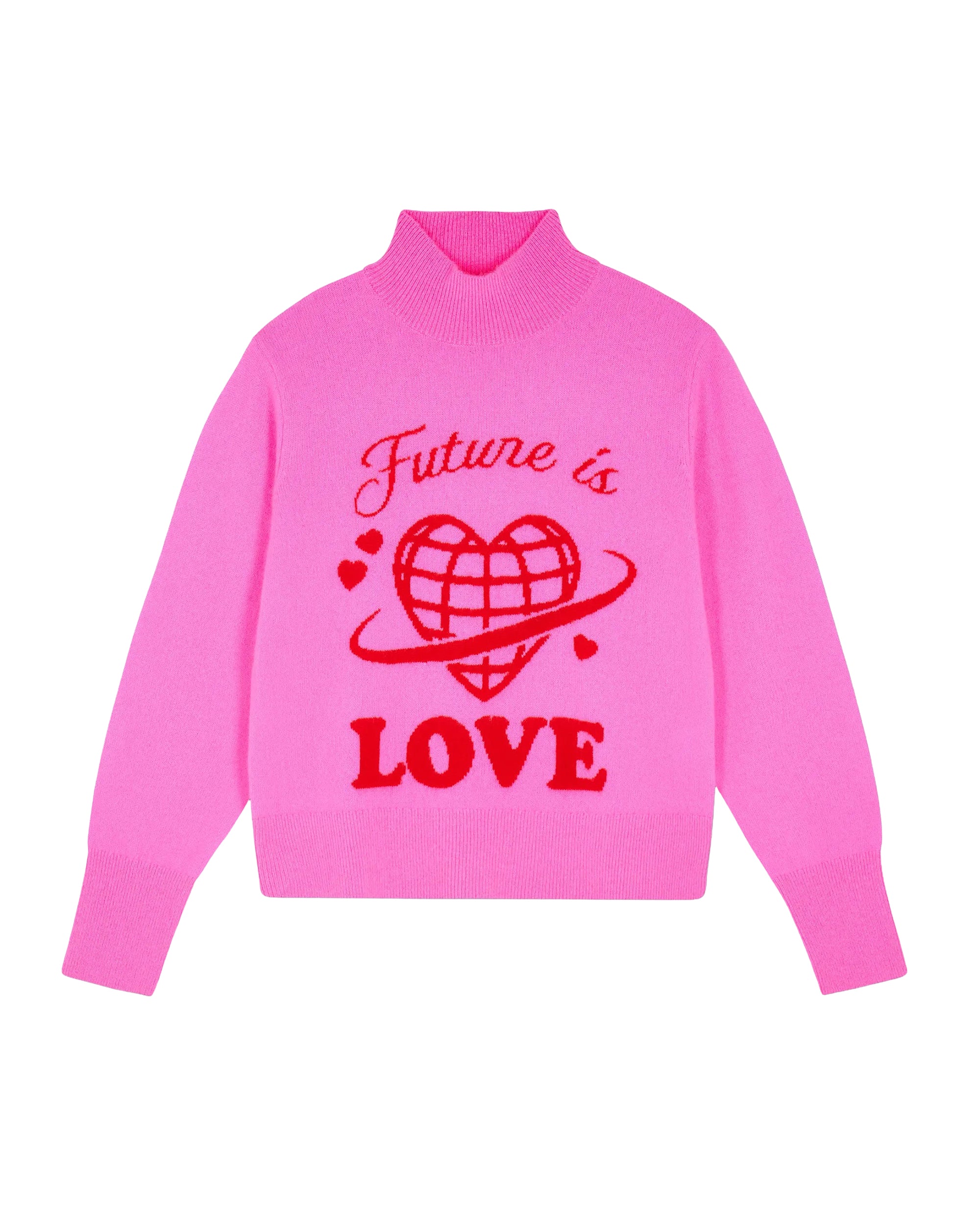 Pull à col montant Future Is Love en cachemire - Dreamy Pink