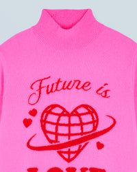 Pull à col montant Future Is Love en cachemire - Dreamy Pink