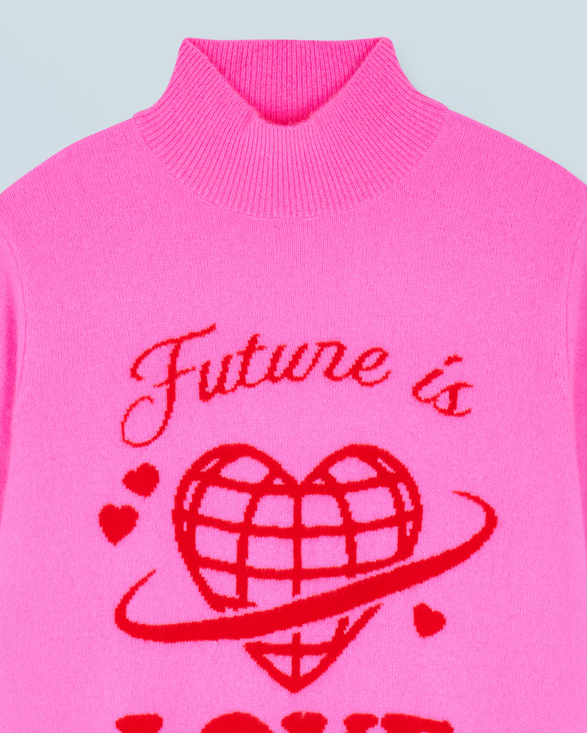 Pull à col montant Future Is Love en cachemire - Dreamy Pink
