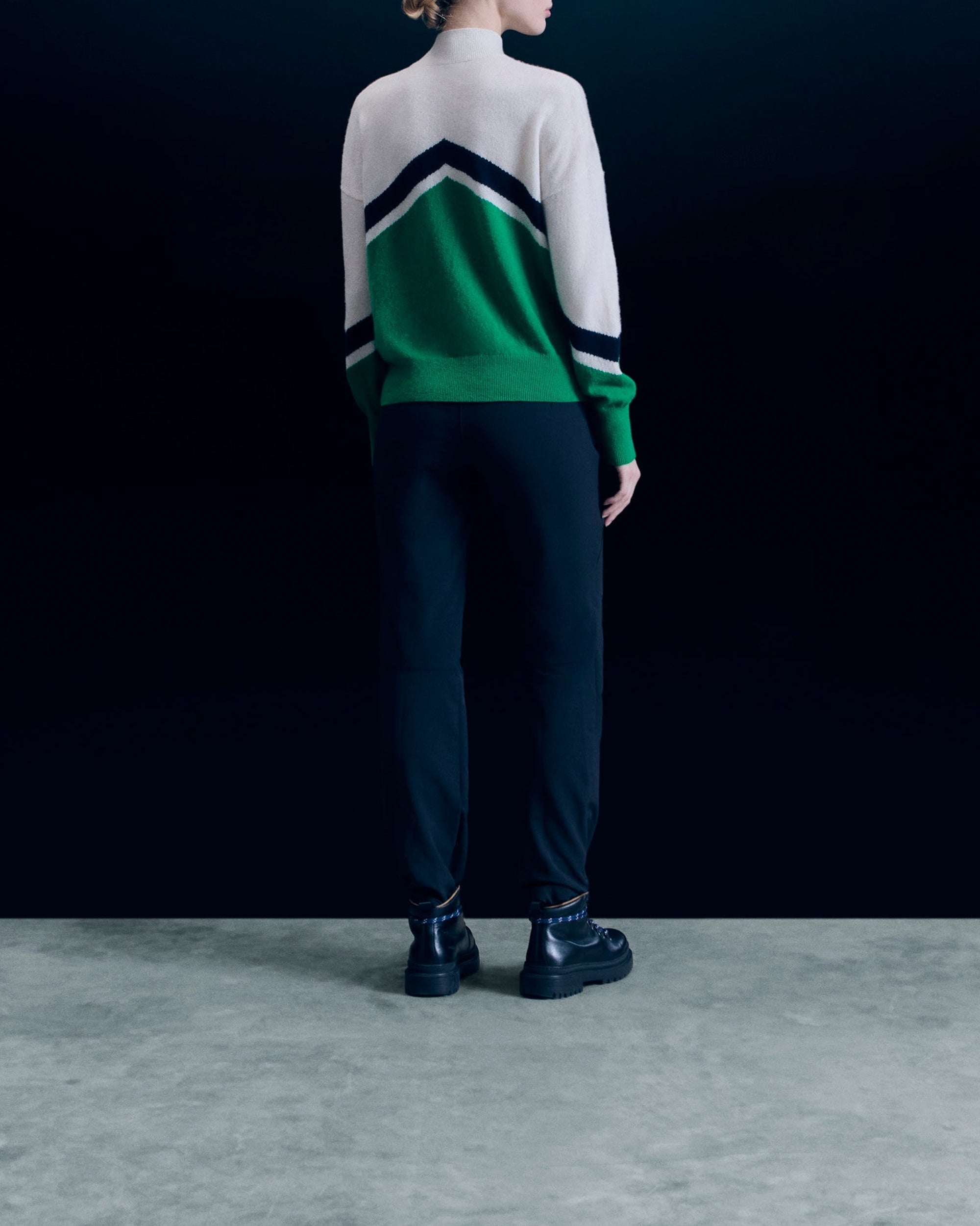 Pull col montant Ski en cachemire - Mountain Green