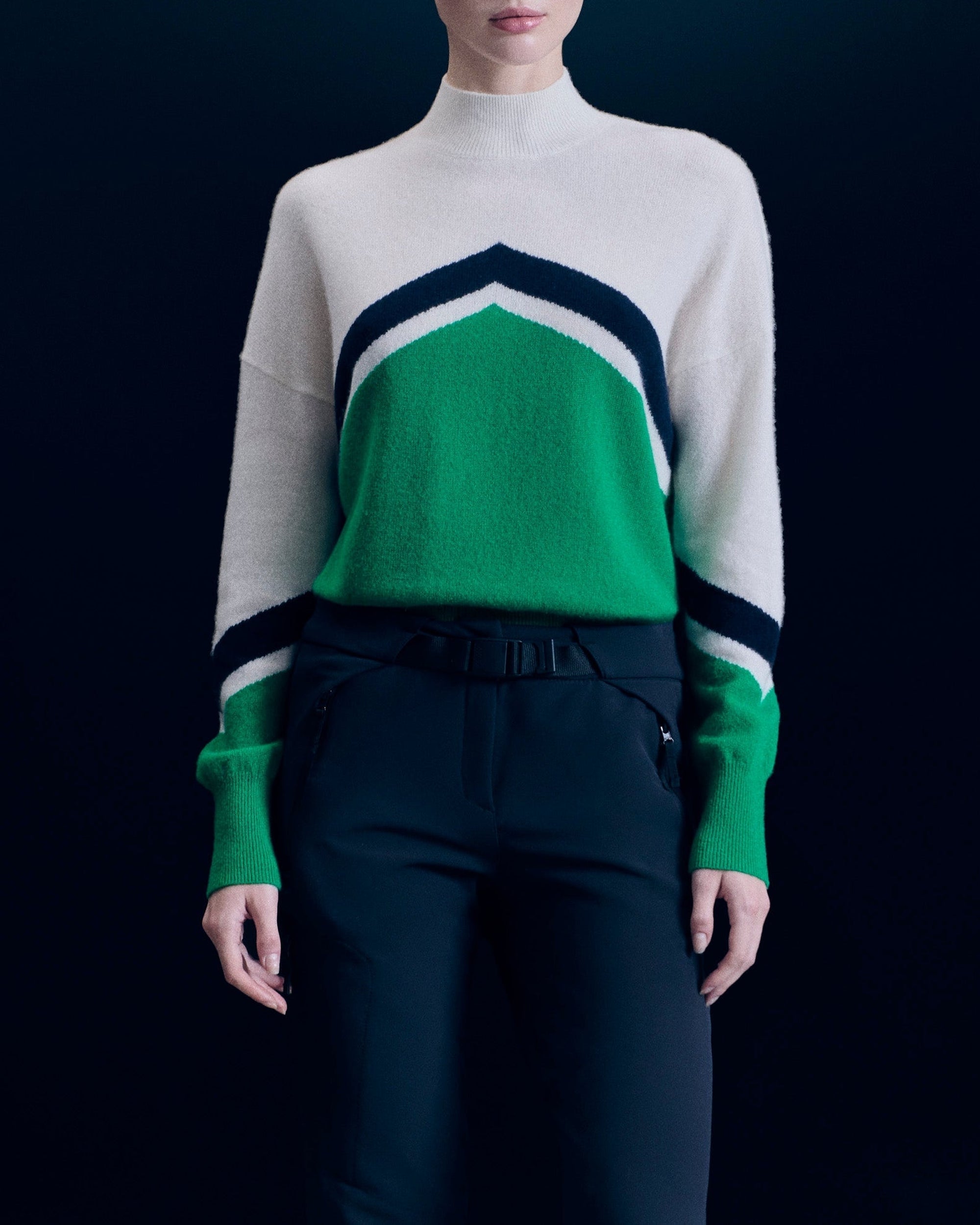 Pull col montant Ski en cachemire - Mountain Green