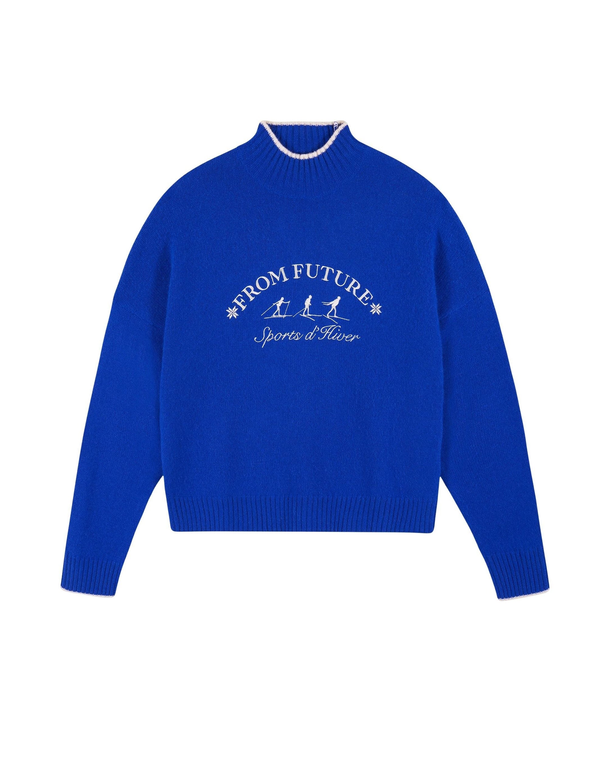 Pull à col montant Sport d'Hiver en cachemire - Pop Blue