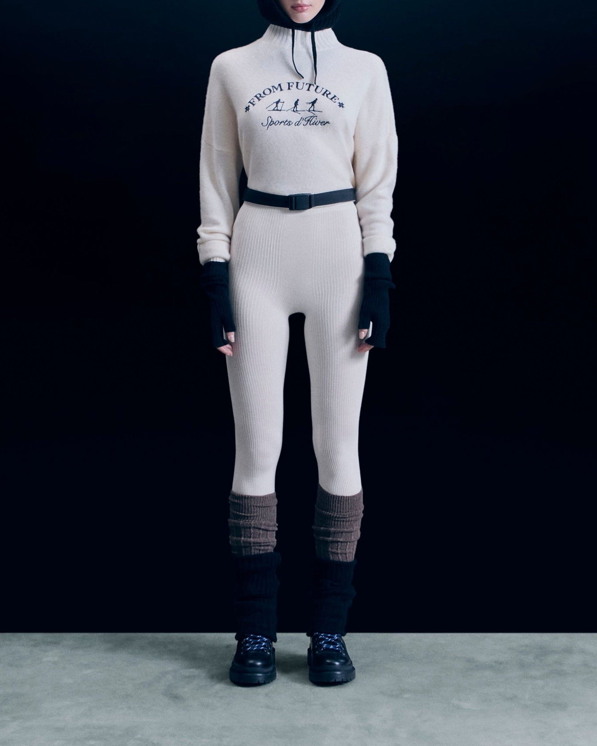 Pull col montant Sport D'hiver en cachemire - Ecru