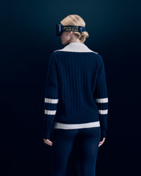 Pull à col polo en cachemire - Navy