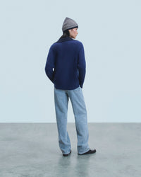 Y. ONLY PORTE / DARK BLUE MOULINE / NEW / QTY : 12 / Pull Col Polo - Dark Blue Mouline