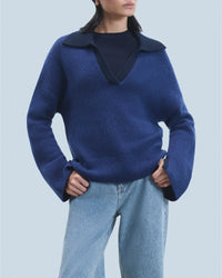 Pull à col polo en cachemire - Dark Blue