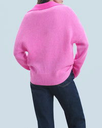 Pull à col polo en cachemire - Pink