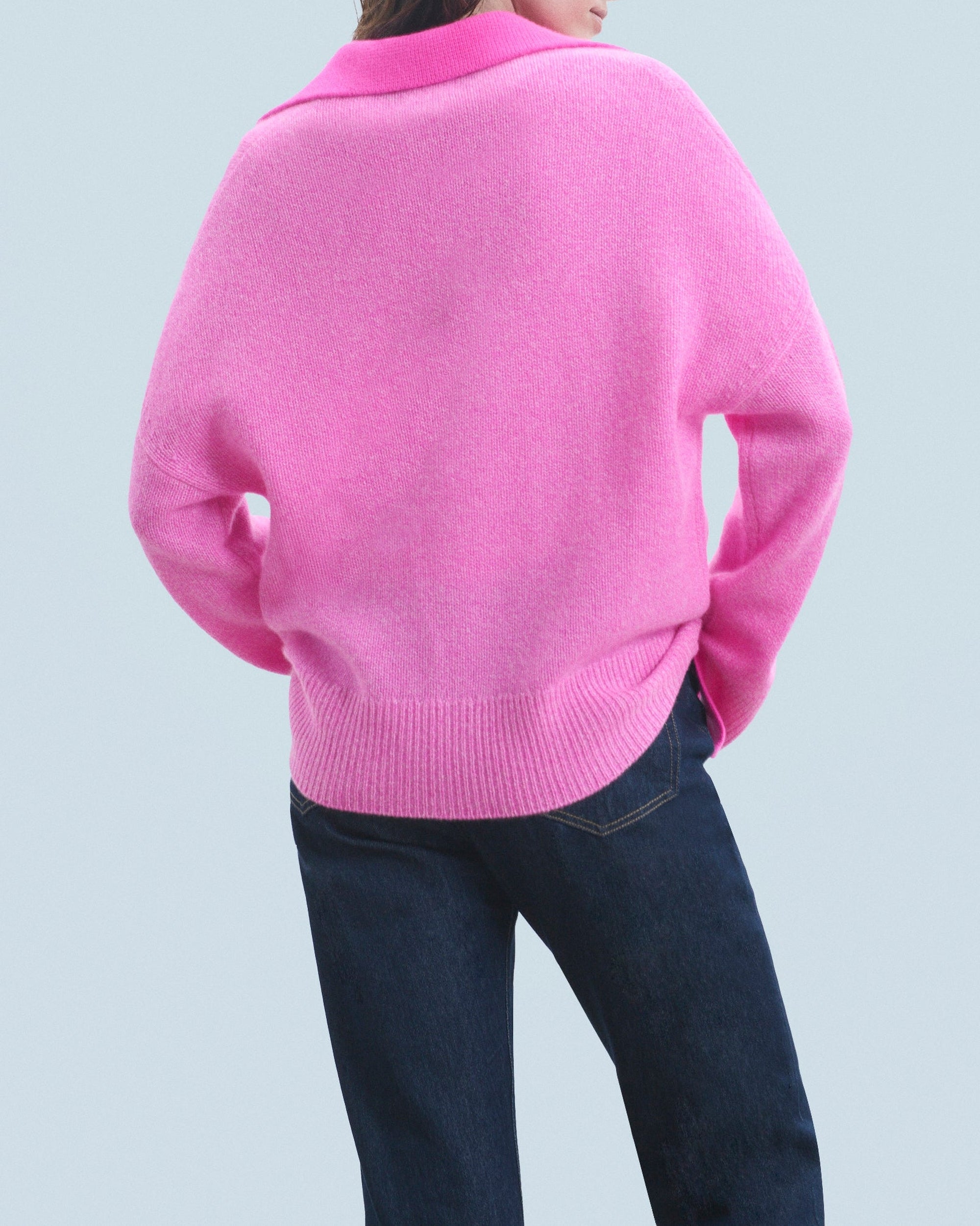 Pull à col polo en cachemire - Pink