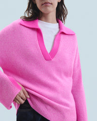 Pull à col polo en cachemire - Pink