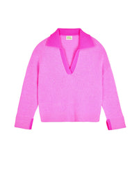 Pull à col polo en cachemire - Pink