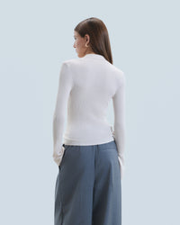 Pull à col polo en laine - Sable