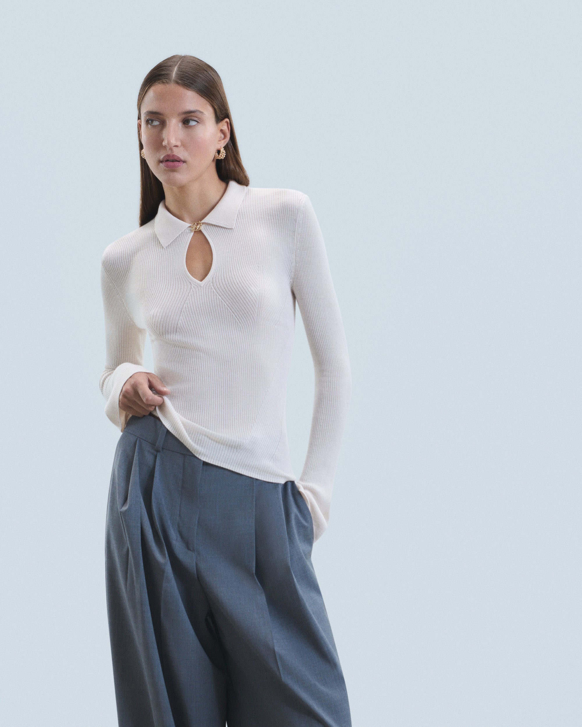 SABLE / NEW / QTY : 10 / Pull Col Polo - Sable