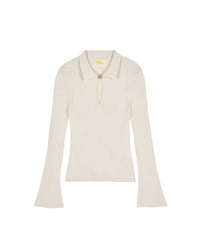 Pull à col polo en laine - Sable