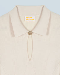 Pull à col polo en laine - Sable