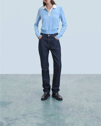 Pull à col polo en laine - Baby Blue
