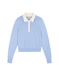 Pull à col polo en laine - Baby Blue