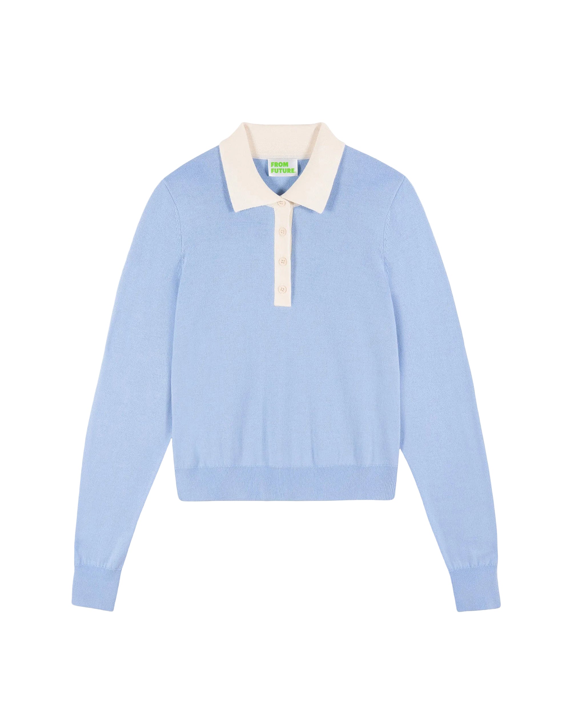 Pull à col polo en laine - Baby Blue