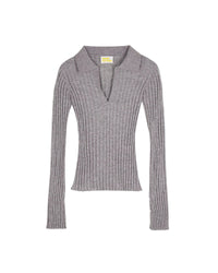 Cashmere polo-neck jumper - Dark Mottled Grey