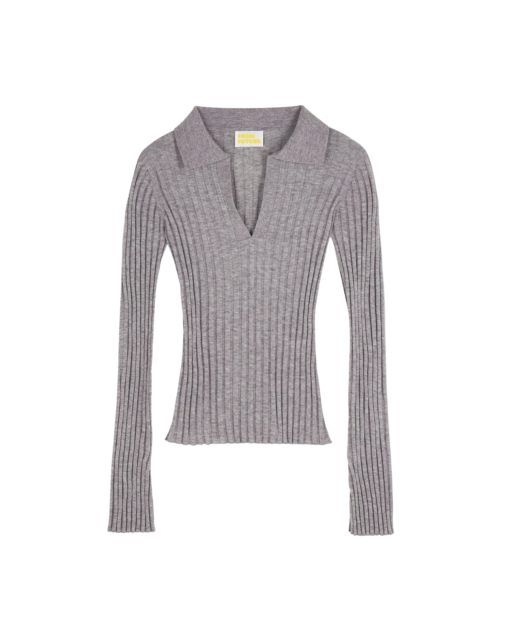 Cashmere polo-neck jumper - Dark Mottled Grey