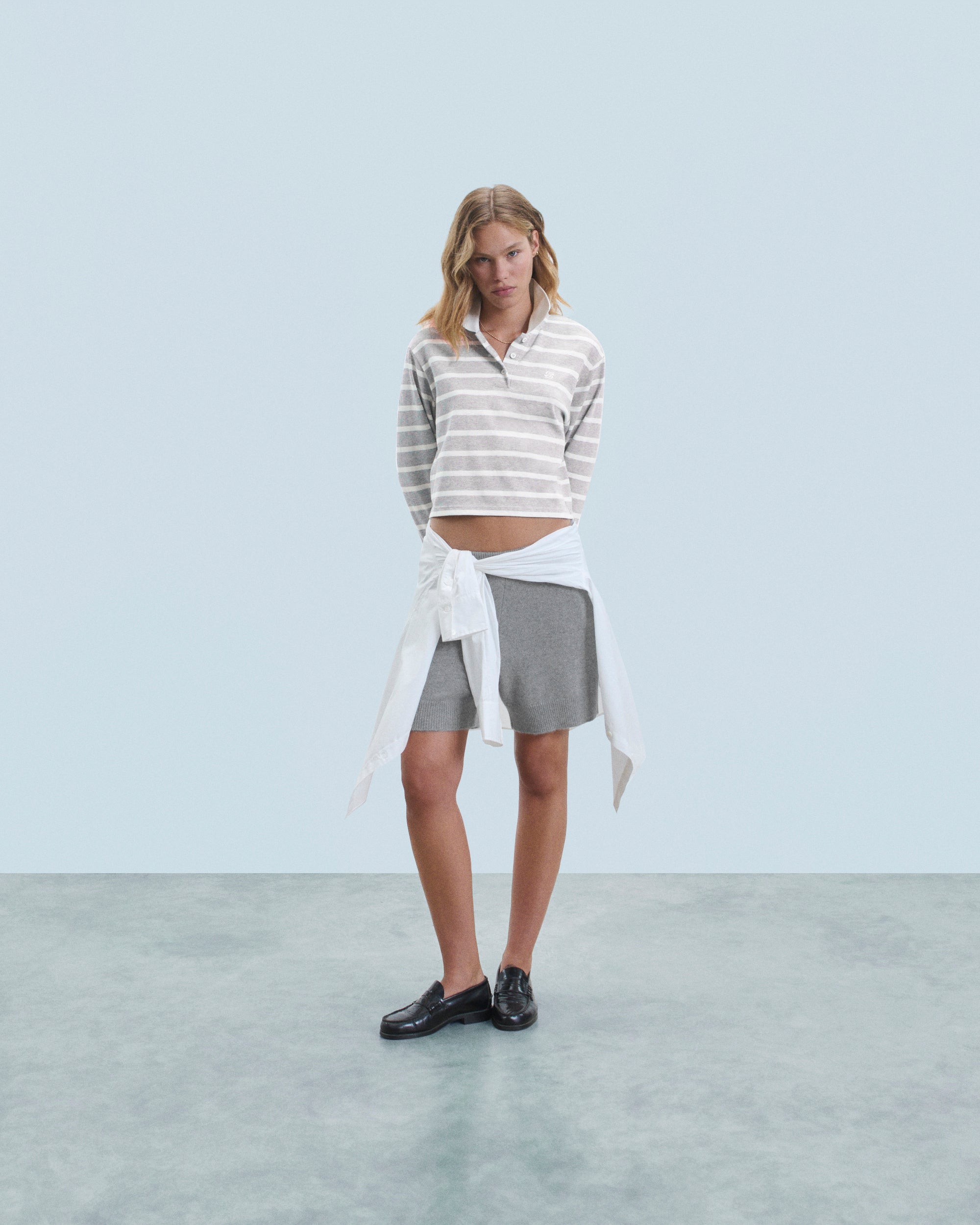 GRIS CHINE CLAIR / NEW / QTY : 15 / Sweatshirt Polo FF - Gris Chine Clair
