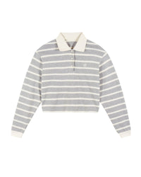 Sweatshirt à col polo - Gris Chiné Clair