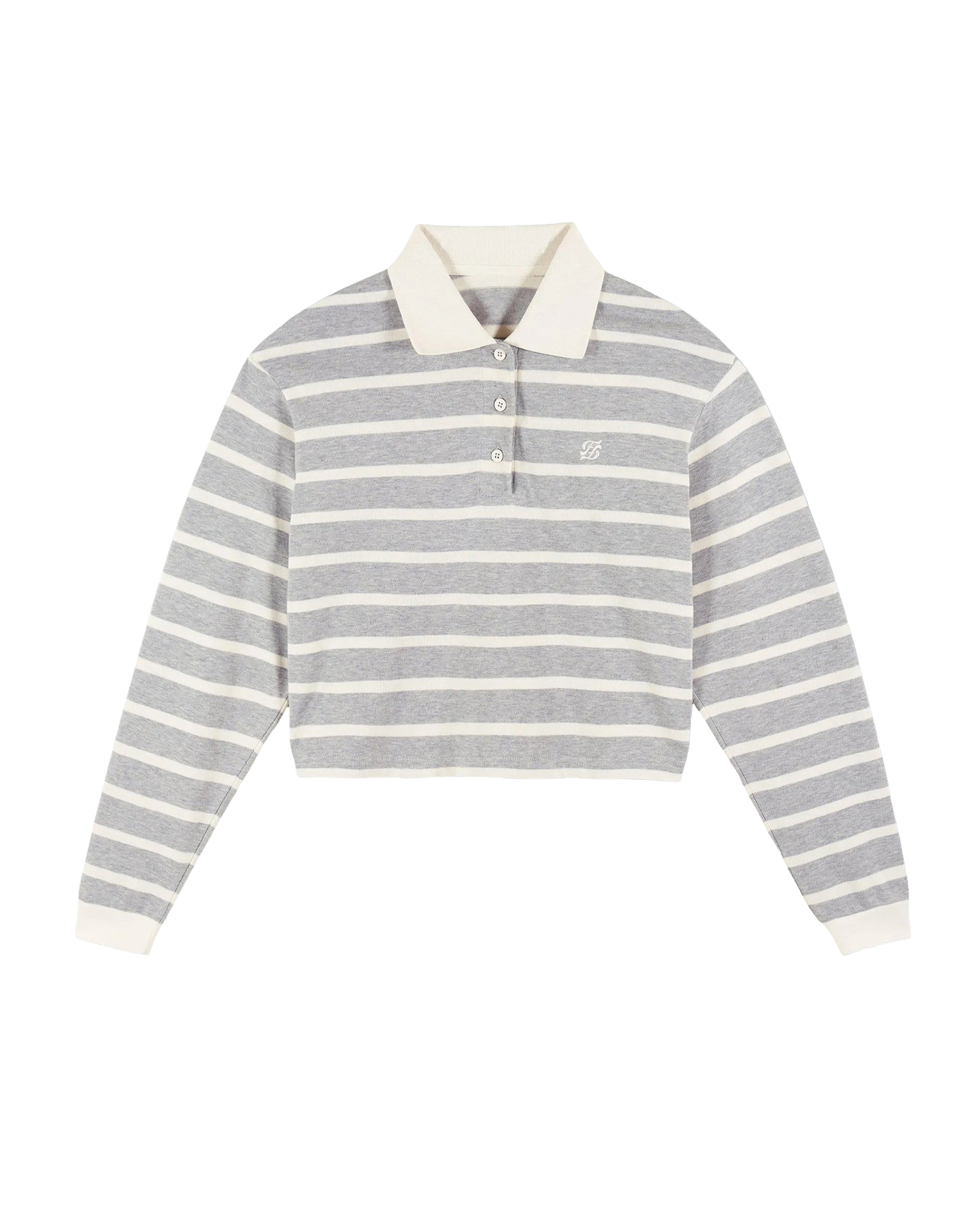 Sweatshirt à col polo - Gris Chiné Clair