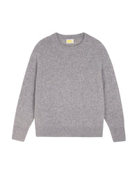 Pull oversize à col rond en cachemire - Gris Chiné Foncé