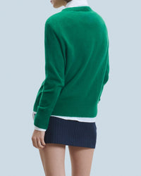 Pull oversize à col rond en cachemire - Forest Green