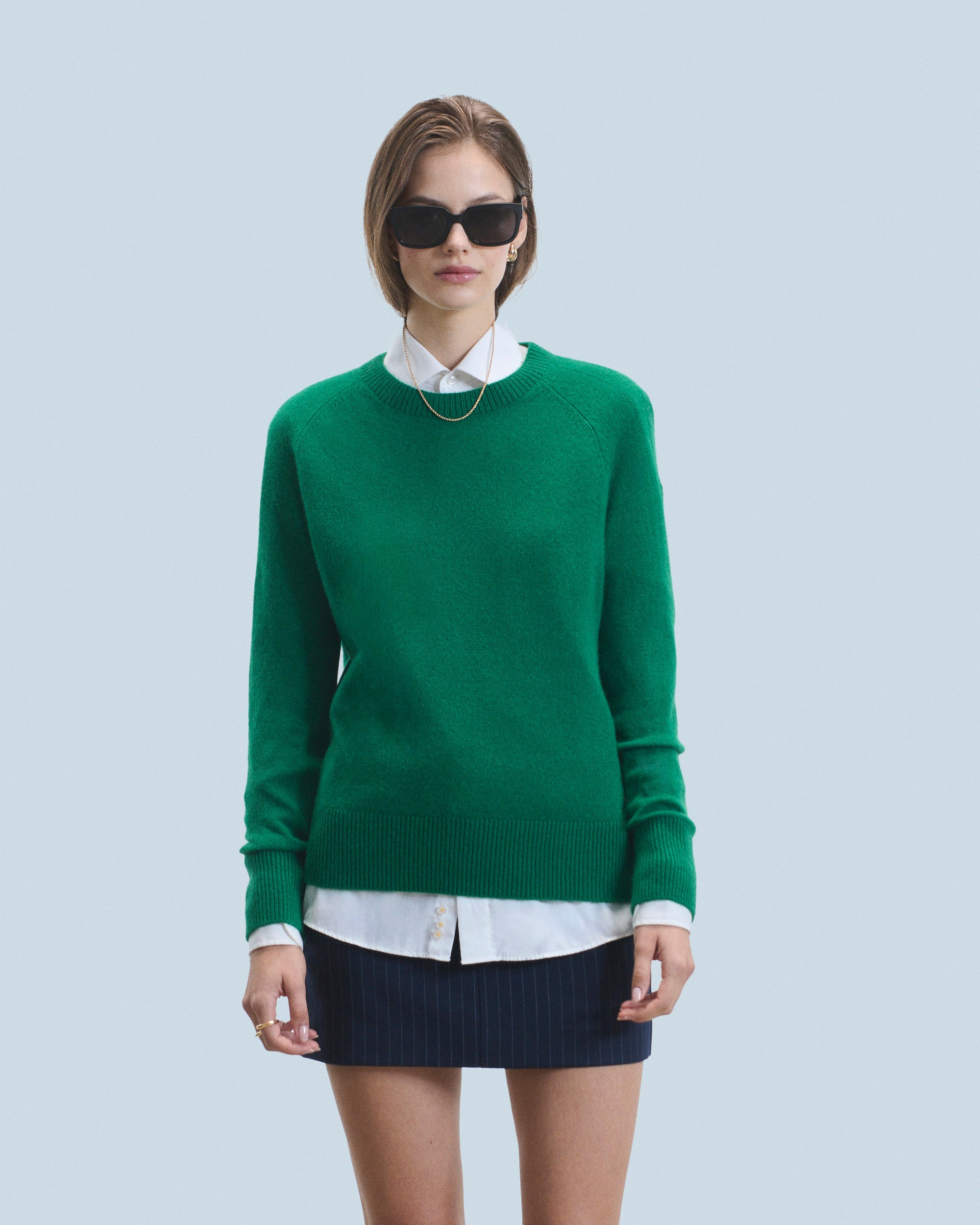 FOREST GREEN / NEW / QTY : 2 / Pull Col Rond Oversize Léger - Forest Green