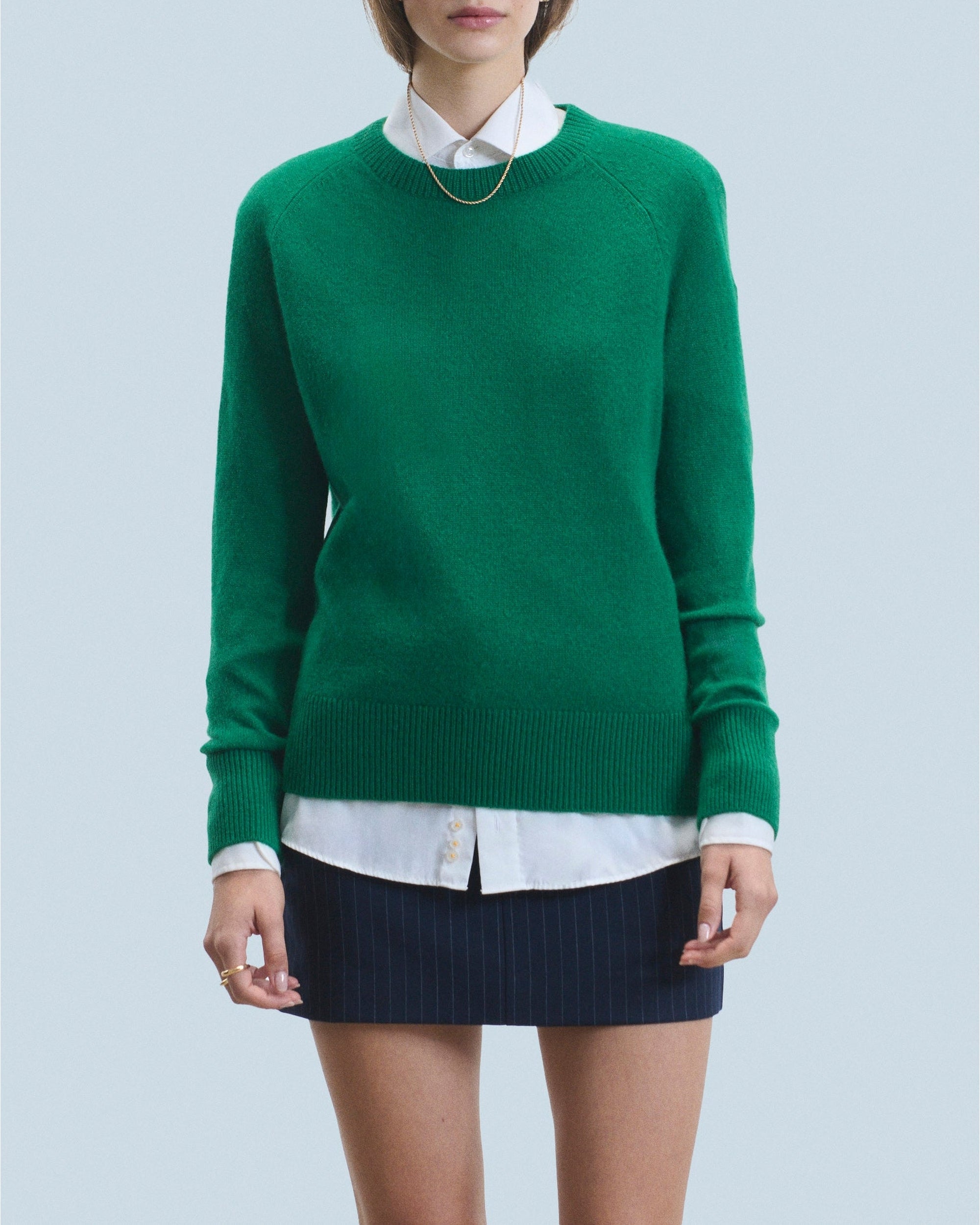 Pull oversize à col rond en cachemire - Forest Green
