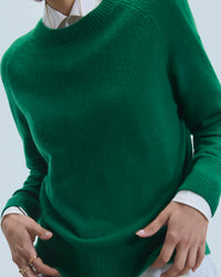 FOREST GREEN / NEW / QTY : 2 / Pull Col Rond Oversize Léger - Forest Green