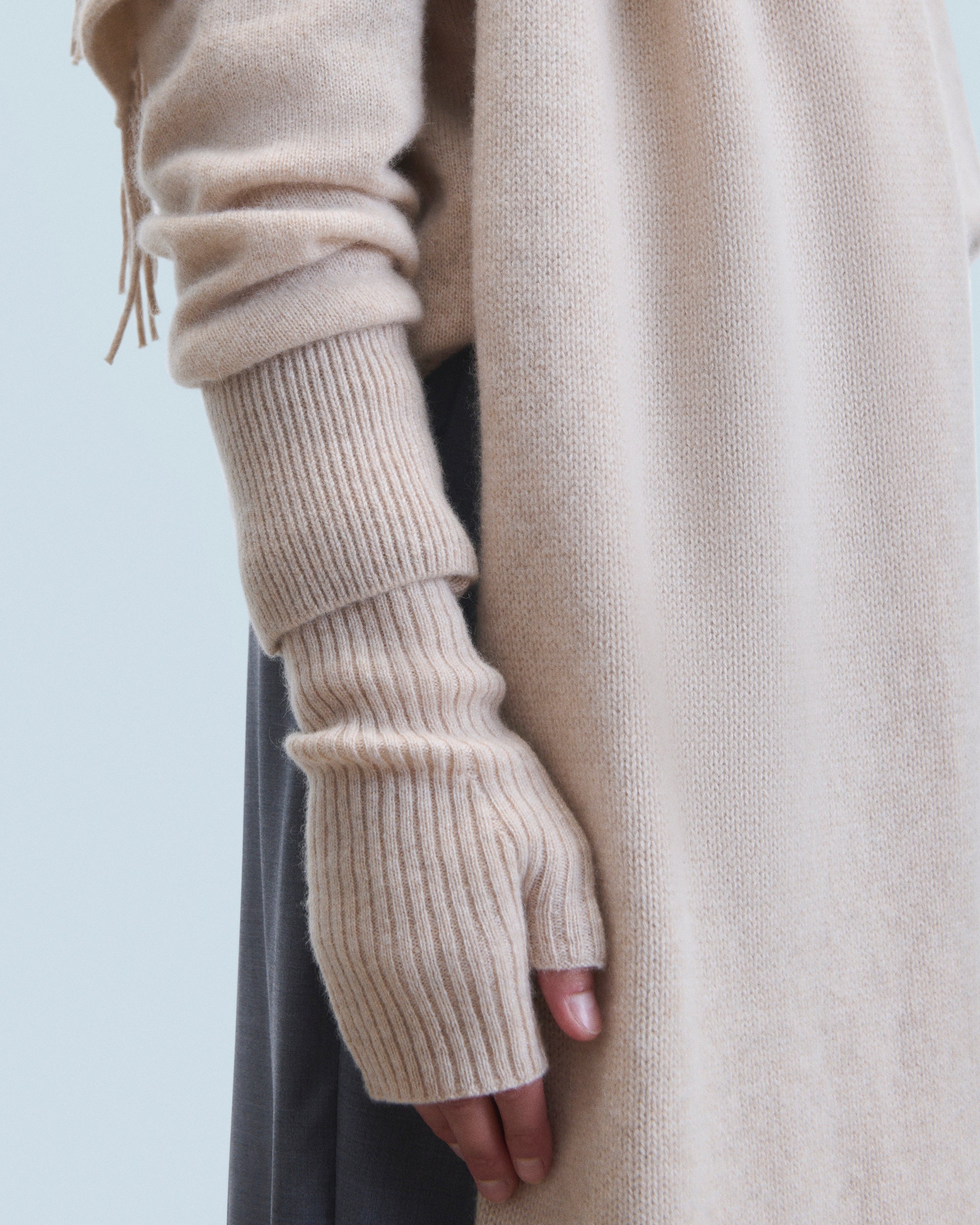 ZZ HORS LIGNE Oversized round-neck cashmere jumper - Beige Chiné