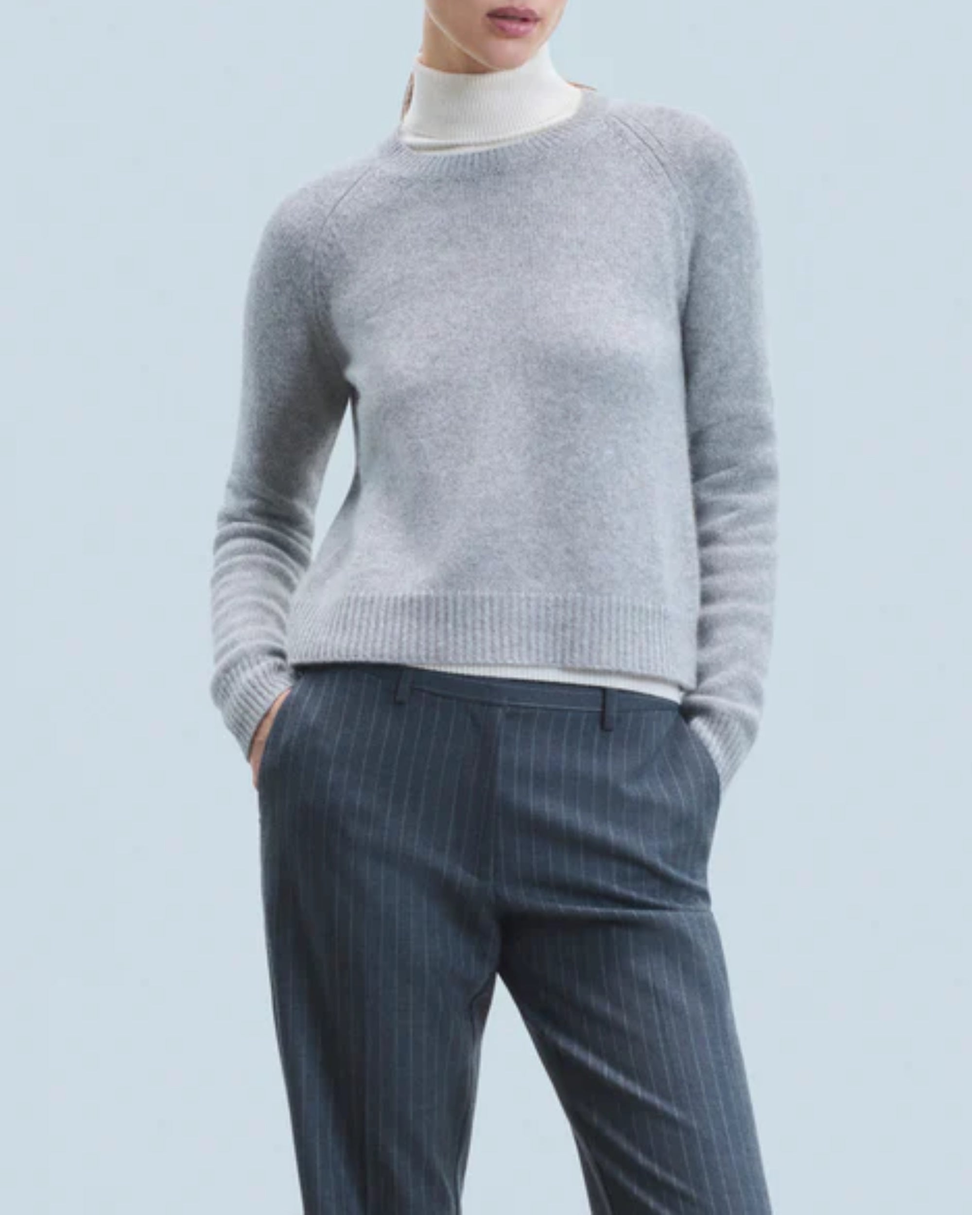 Pull à col rond en cachemire - Gris Chiné Foncé