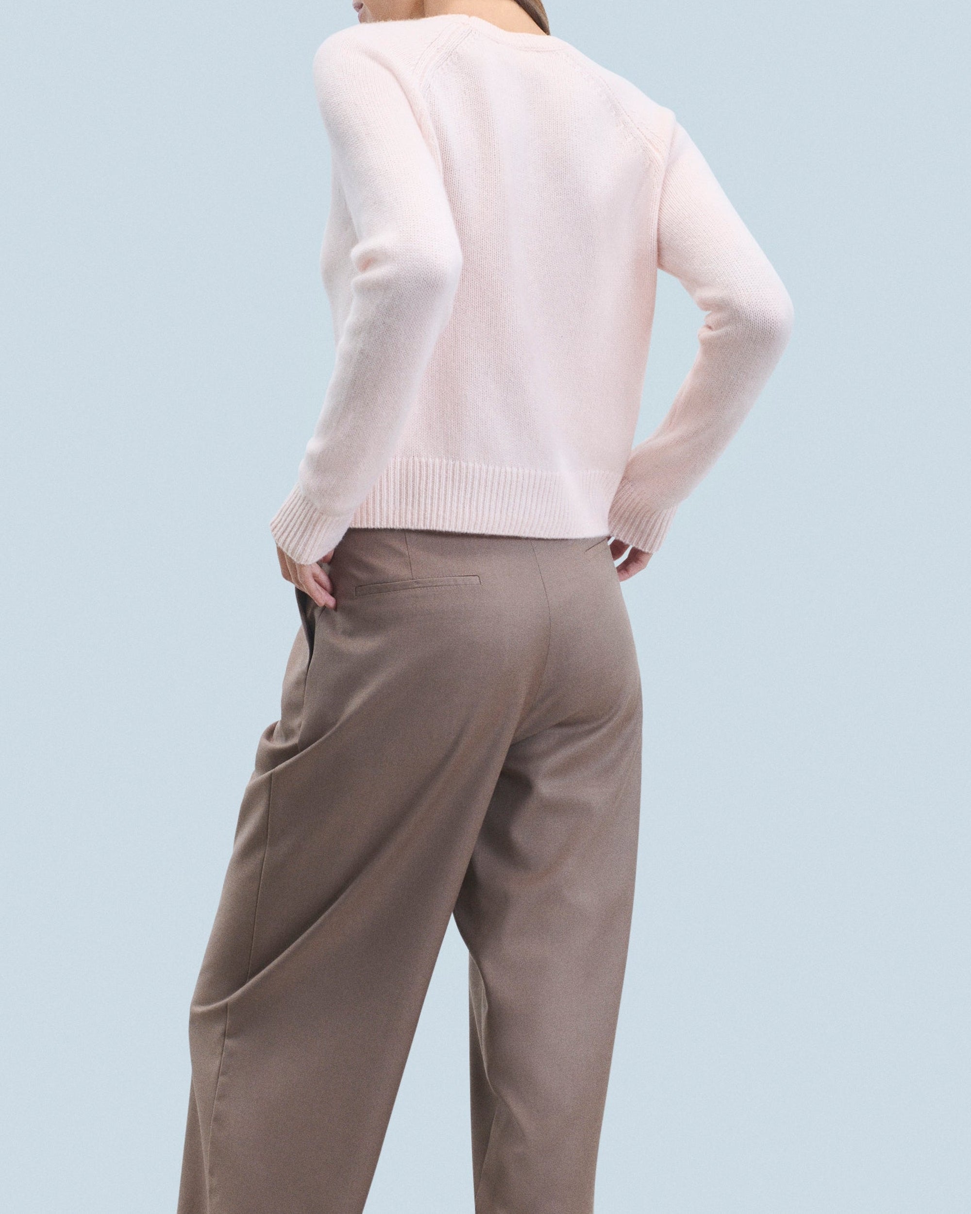 Pull à col rond en cachemire - Baby Pink