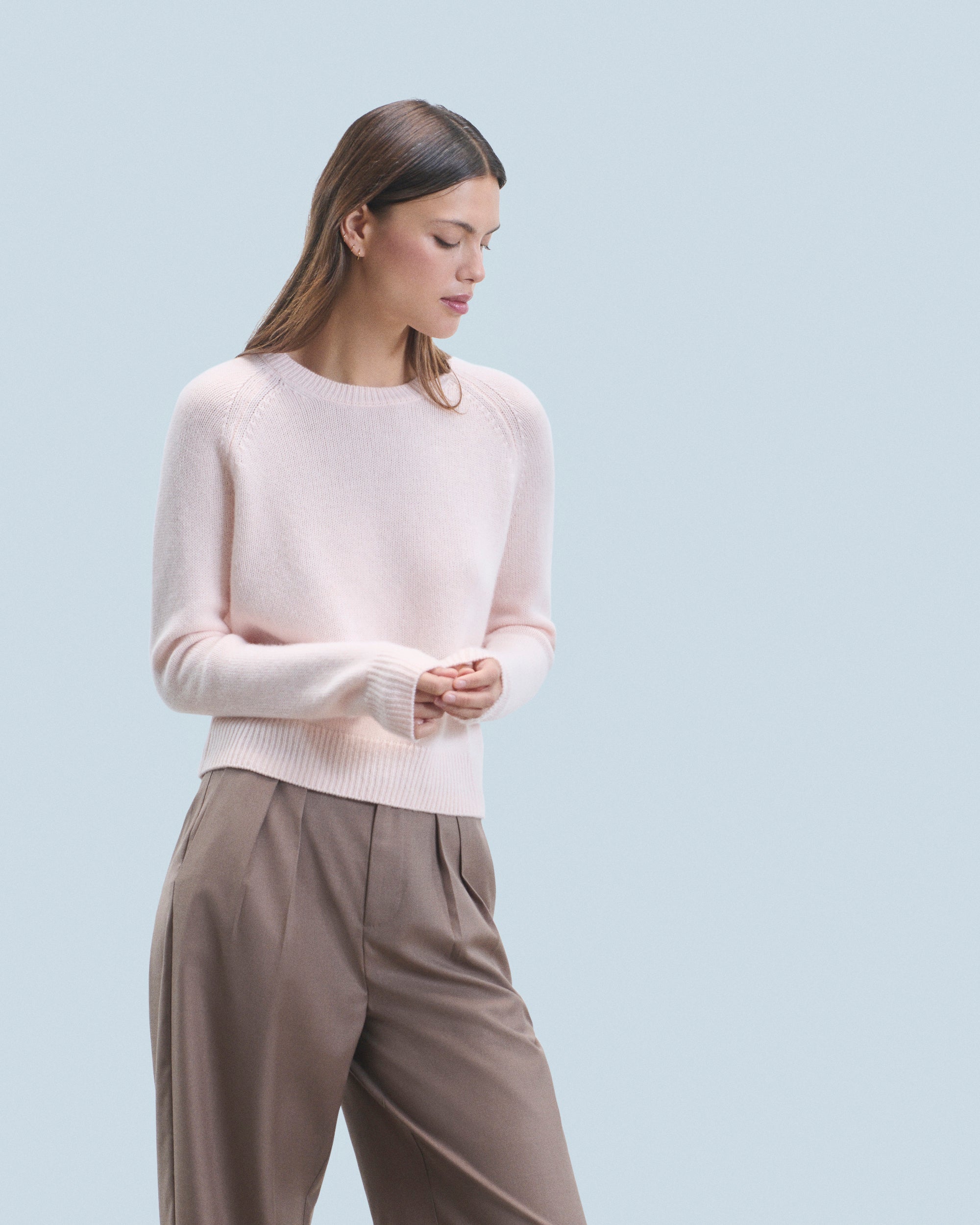 BABY PINK / NEW / QTY : 1 / Pull Col Rond Raglan - Baby Pink